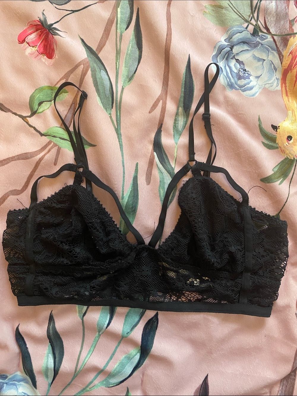 silence + noise Black Lace Bralette with Strappy Details